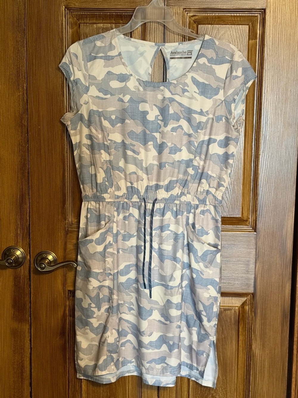 Avalanche Blue & Cream Camouflage Drawstring Mini Dress